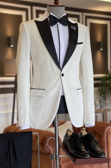Elegant Simple White Peaked Lapel Prom Suits For Men | Happnessmall