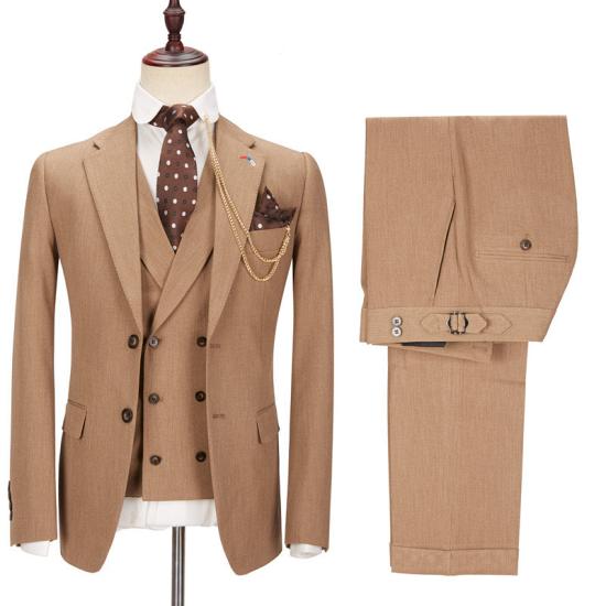Gentle Notched Lapel Slim Fit Men Suits_2